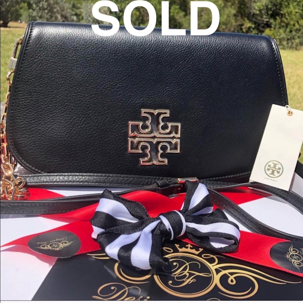 Brand New Tory Burch Black Britten Clutch